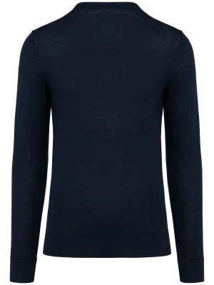 Men's V-neck merino jumper – Deep Navy