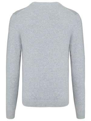 Pullover premium col V – Light grey heather