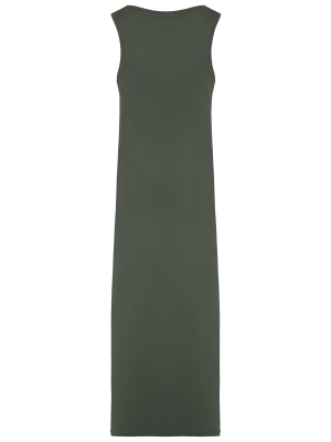 Eco-friendly ladies' jersey washed effect dress – Washed Organic Khaki