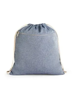 CHANCERY. Sac à cordelettes en coton recyclé (70%), polyester (30% rPET) (140 g/m²) – Bleu