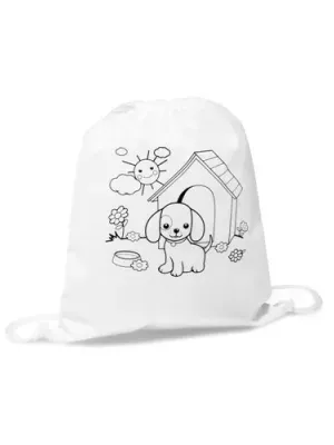 DRAWS. Children's drawstring bag for colouring (80 g/m²) – Blanc