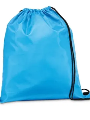 CARNABY. Sac à dos 210D avec cordons de serrage noirs – Bleu clair