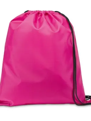 CARNABY. Sac à dos 210D avec cordons de serrage noirs – Rose