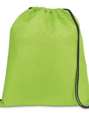 CARNABY. Sac à dos 210D avec cordons de serrage noirs – Vert clair