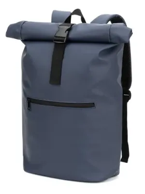 PORTLAND. The PU roll top backpack with a 16" laptop pocket – Bleu