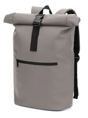 PORTLAND. The PU roll top backpack with a 16" laptop pocket – Gris