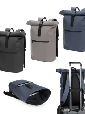 PORTLAND. The PU roll top backpack with a 16" laptop pocket