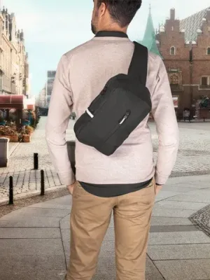 DELFOS. 300D recycled polyester and 600D recycled polyester single strap backpack, with 210D recycled polyester lining