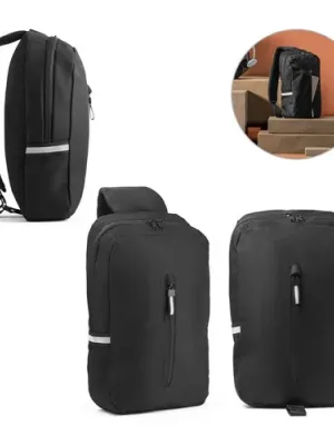 DELFOS. 300D recycled polyester and 600D recycled polyester single strap backpack, with 210D recycled polyester lining