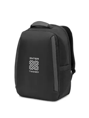 YANGON BPACK. Anti-theft backpack, in twill with water-repellent coating and high-density 600D recycled polyester, for 17'3" laptop