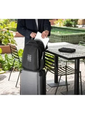 YANGON BPACK. Anti-theft backpack, in twill with water-repellent coating and high-density 600D recycled polyester, for 17'3" laptop