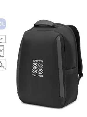 YANGON BPACK. Anti-theft backpack, in twill with water-repellent coating and high-density 600D recycled polyester, for 17'3" laptop