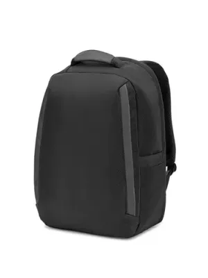 YANGON BPACK. Anti-theft backpack, in twill with water-repellent coating and high-density 600D recycled polyester, for 17'3" laptop – Noir