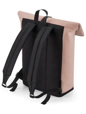 Sac à dos avec rabat roll-top en polyuréthane mat – Nude Pink