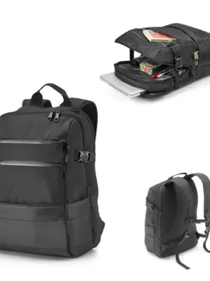 ZIPPERS BPACK. 15'6" Laptop backpack in 300D polyester and 840D jacquard