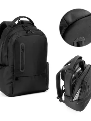 BOSTON SOLID. Sac à dos pour ordinateur portable (17") en nylon 150D avec 2 compartiments rembourrés