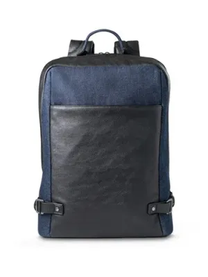 DIVERGENT BACKPACK I. 15'6" Laptop backpack in denim and PU