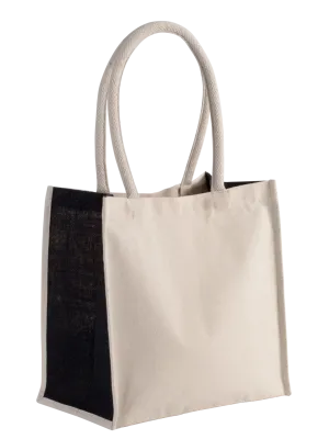 Sac cabas en coton / jute - 17 L – NATURAL / BLACK
