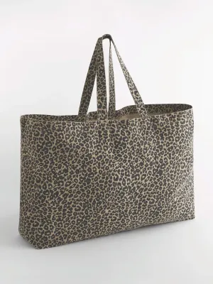 Bolsa de lona oversize con estampado de leopardo
