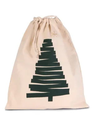 Sac coton à cordon motif sapin