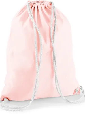 Bolsa de gimnasio de algodón – Pastel Pink / White