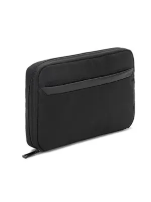 YANGON. Spacious organiser bag for tech accessories in twill with water-repellent coating and 600D recycled polyester – Noir