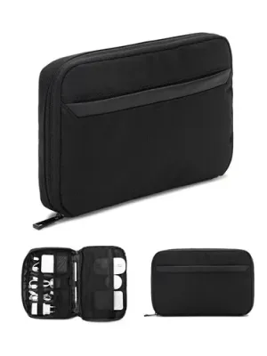 YANGON. Spacious organiser bag for tech accessories in twill with water-repellent coating and 600D recycled polyester