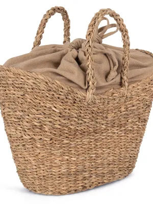 Eco-friendly half-moon seagrass basket bag