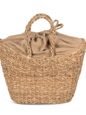 Eco-friendly half-moon seagrass basket bag