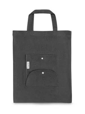 SIENA. Foldable bag in cotton (50%), recycled cotton (30%) and polyester (20% rPET) (140 g/m²) – Noir