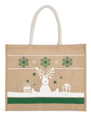 Bolsa de la compra con motivos navideños – Natural / White