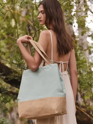 Sac shopping en toiles de coton et jute