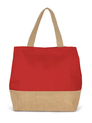 Sac shopping en toiles de coton et jute – Arandano Red / Natural