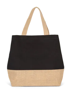 Sac shopping en toiles de coton et jute – Black / Natural