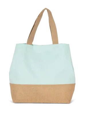 Sac shopping en toiles de coton et jute – Ice Mint / Natural