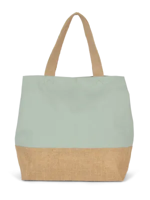 Sac shopping en toiles de coton et jute – Sage / Natural
