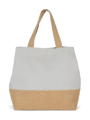 Sac shopping en toiles de coton et jute – Snow Grey / Natural