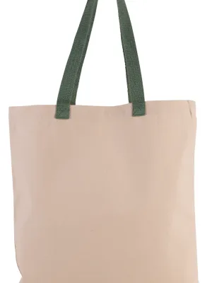 Sac shopping plat en toile avec poignées contrastées – Natural / Dusty Light Green