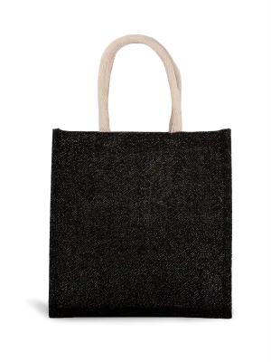 Sac style cabas en toile de jute - grand modèle – Black / Silver