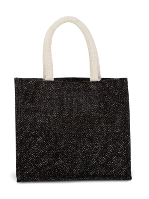 Jute canvas tote - medium – Black / Silver