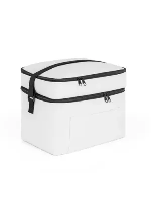 CANCUN LARGE. Thermal bag in 600D, recycled polyester, with adjustable webbing strap 14 L – Blanc
