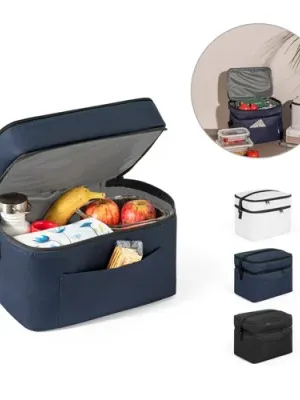 CANCUN LARGE. Thermal bag in 600D, recycled polyester, with adjustable webbing strap 14 L