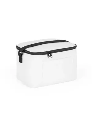 CANCUN. Thermal bag in 600D recycled polyester with adjustable webbing strap 7 L – Blanc