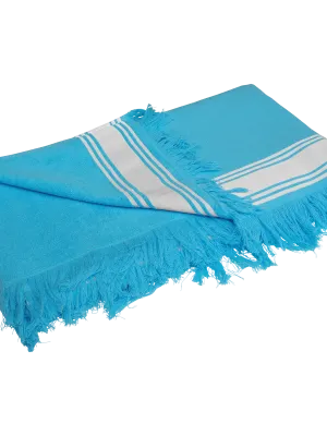 Serviette fouta – Turquoise / White
