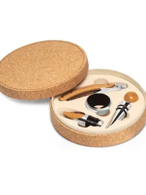 MORETO. Set à vin avec 4 pièces en bambou, acier inoxydable et ABS – Naturel