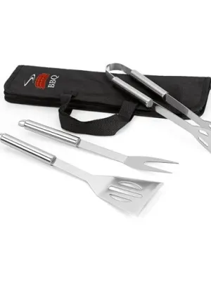 SOARES. Set de barbecue de 3 pièces en acier inoxydable