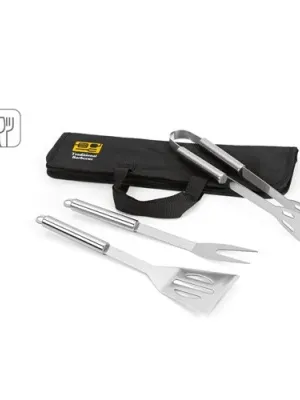 SOARES. Set de barbecue de 3 pièces en acier inoxydable