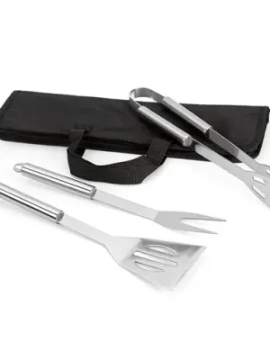 SOARES. Set de barbecue de 3 pièces en acier inoxydable
