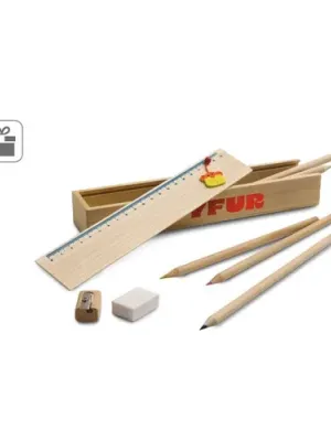 DOODLE. Wooden pencil box set with ruler