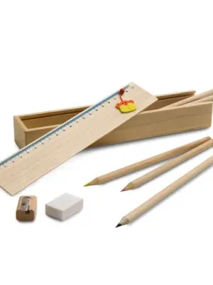 DOODLE. Wooden pencil box set with ruler
